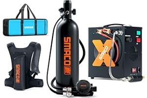 SMACO S700 Mini Scuba Tank 1.9L Portable Scuba Diving Tank Reusable Pony Bottle up to 30 Minutes Dive Time Backup Snorkel Air Tank Kit Diving Oxygen Cylinder for Underwater Exploration Rescue