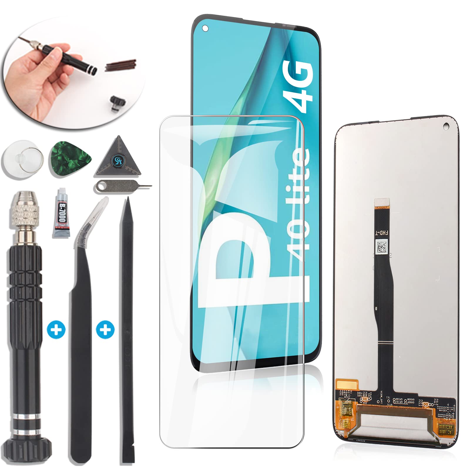 RongZy LCD Display for Huawei P40 Lite Screen Replacement LCD Digitizer Touch Screen + a set of Practical Tools + a screen protector (4G-Version,Black,Not for P40 Lite E and P40 Lite 5G)