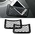 Tobenbone 2PCS Car Cargo Storage Net, ABS Self-Adhesive Multifunctional Car Storage Organizer Net, Car Storage Net Phone Holder Pocket, Universal for Most Vehicle Interior (5.9In x 3.14In)