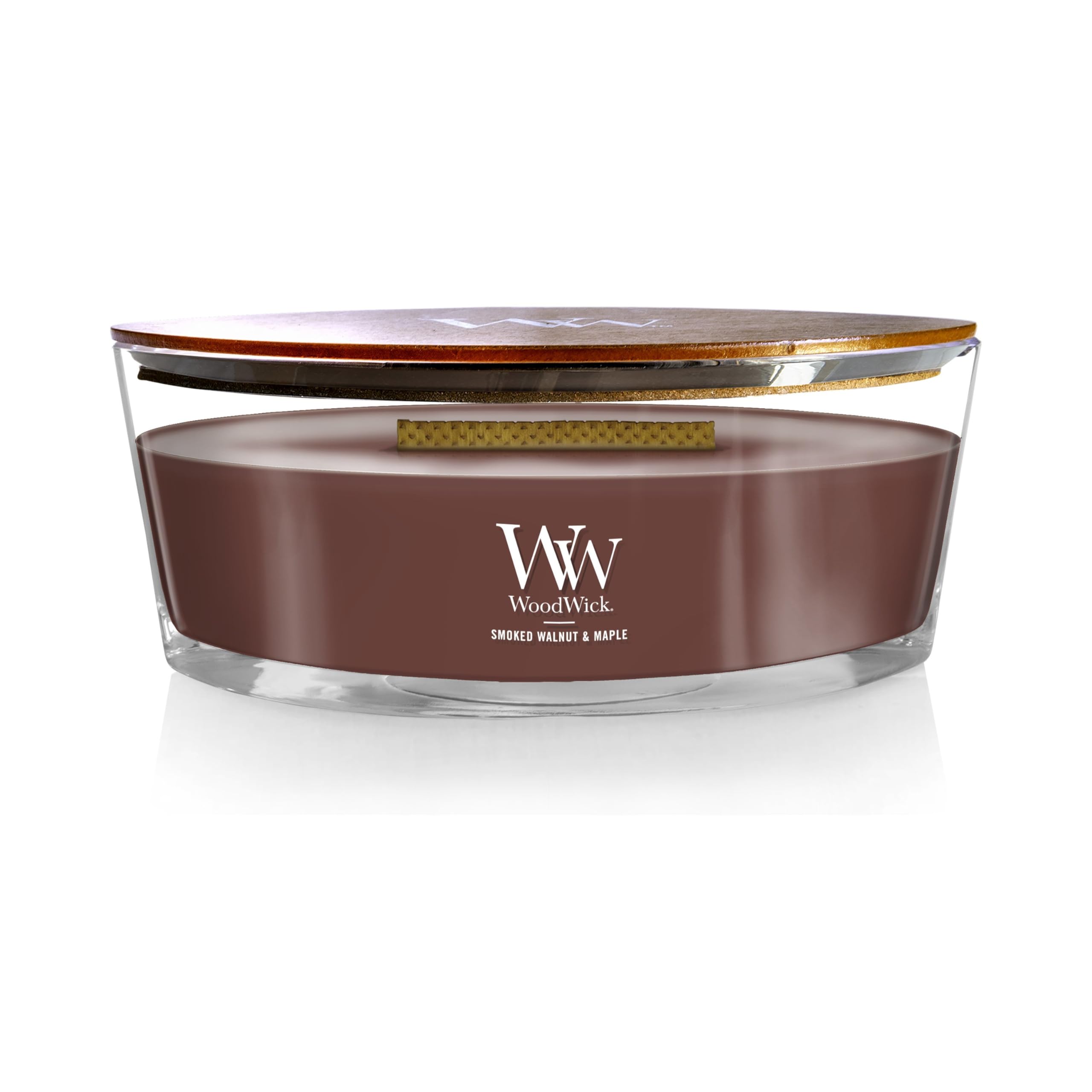 WoodWick Smoked Walnut & Maple Holiday Candle Gifts for Women and Men, 16 oz Ellipse Candle with Crackling Wick