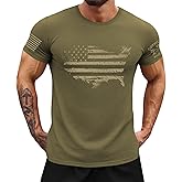 KESIHAN Mens American Patriotic T Shirts Freedom Shirt Men's Patriotic Graphic T-Shirt Crewneck Casual Top