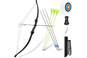 DAUPAN Bow and Arrow for Kids, 45" Youth Kids Bow and Arrow Archery Set with 3 Blunt Arrows and 3 Suction Cup Arrows, Long Bow Archery Set for Kids & Teens - Gift for Beginner Archers