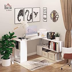 HOMCOM 55" 360° Rotating Corner Computer Desk