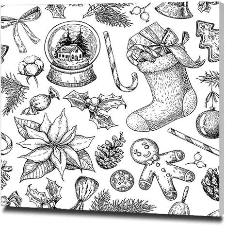 Amazon クリスマスオブジェクトのシームレスなパターン手描きのベクトルの背景 アートパネル アートフレーム ポスター おしゃれ インテリア 模様替え リビング 内装 壁の絵 Arts モダン 木枠セット 40x40cm ウォールステッカー オンライン通販