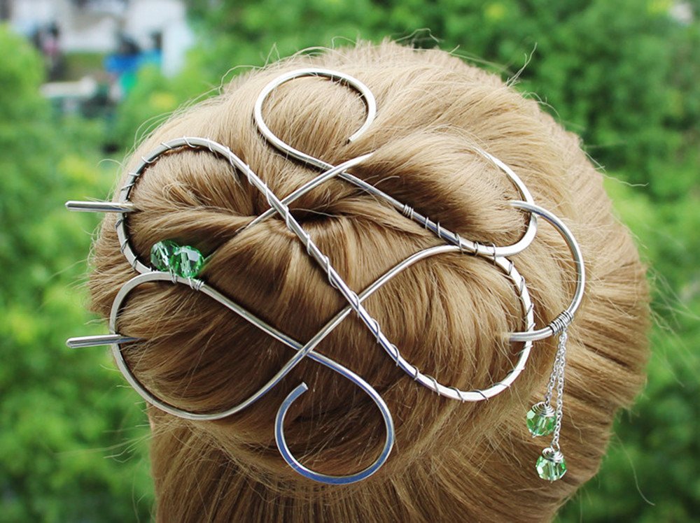 Large Celtic Silver Hair Clip Made With Nickel Silver Wire Hair