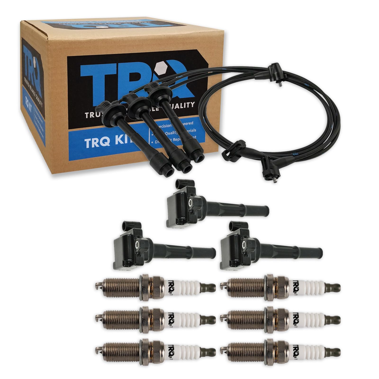 TRQ Ignition Coil and Spark Plug Kit 10 Piece Iridium Spark Plugs Compatible with 1995-1998 Toyota T100