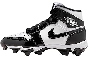 Jordan 1 Mid Little/Big Kids' Cleats (White/Black/Black)
