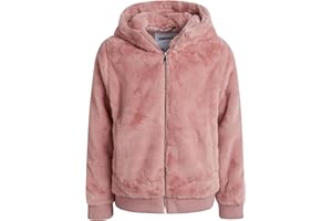 DKNY Girls Fleece Jacket - Lightweight Soft Faux Fur Sherpa Plush Zip Up Winter Coat - Hooded Fleece Bomber Jacket for Girls