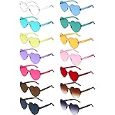 Flutesan 42 Pairs Valentine's Day Heart Shaped Sunglasses Bulk for Women Y2k Trendy Rimless Clear Heart Party Favor Glasses
