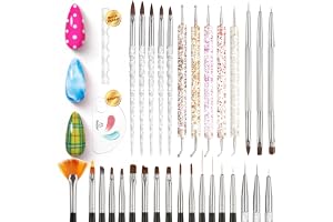 Beetles 31pcs Nail Art Brushes, Dotting Tools, Nail Art Pens, Dust Brush | Striping Liner Fingernail Drawing Pens with Palette Holder Metal Handle All in One for Starter Manicure Design Set