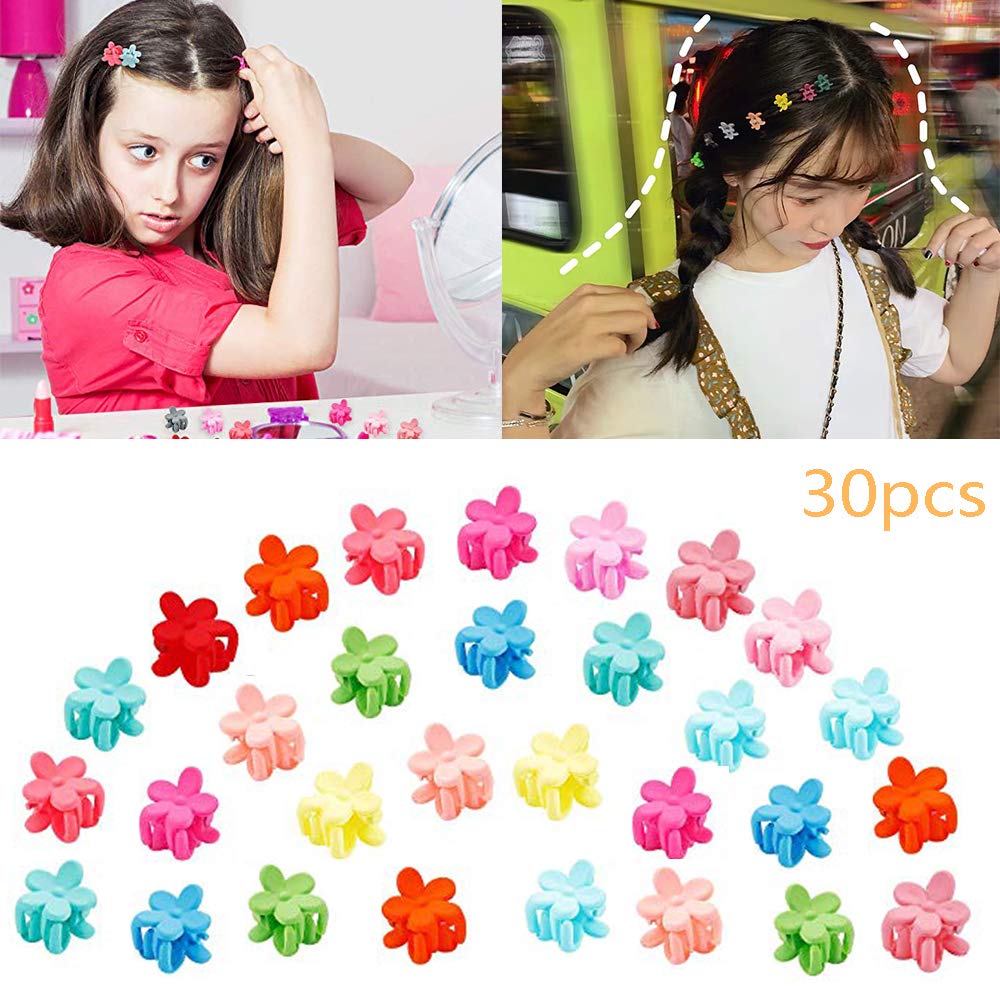 30 Pieces Mini Hair Claws, Colorful Hair Clips Flower Hair Pins Plastic Hair Barrettes, Fashion Hair Accessories for Toddlers Baby Girls Kids and Women