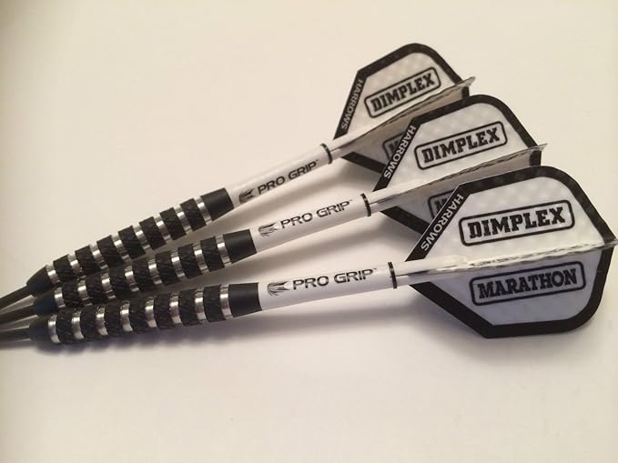 25 g schwarz Nodor Tungsten Darts Set, Dimplex schwarz/weiß Flights