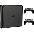 HumanCentric Wall Mount Compatible with PS4 Slim, 2 Controller Mounts Bundle, Mount on The Wall or on The Back of The TV with a VESA Pattern, Does Not Work with Fat or Pro PS4, Hardware Included