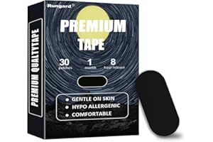 RUNGARD 30 Pcs Black Gentle Breathable Mouth Tape for Sleeping - Black Micropore Tape, Hypoallergenic & Pain Free Removal Pain Free Removal,Latex Free & Gentle On Skin - Skin Friendly Adhesive Cotton Tape