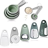 Kitchen Gadgets Set 13 Piece, Space Saving, RV Essentials, Green | Space Saving Cooking Tools, Collapsible Measuring Cups, Measuring Spoons, Stackable Kitchen Gadgets for Small Space