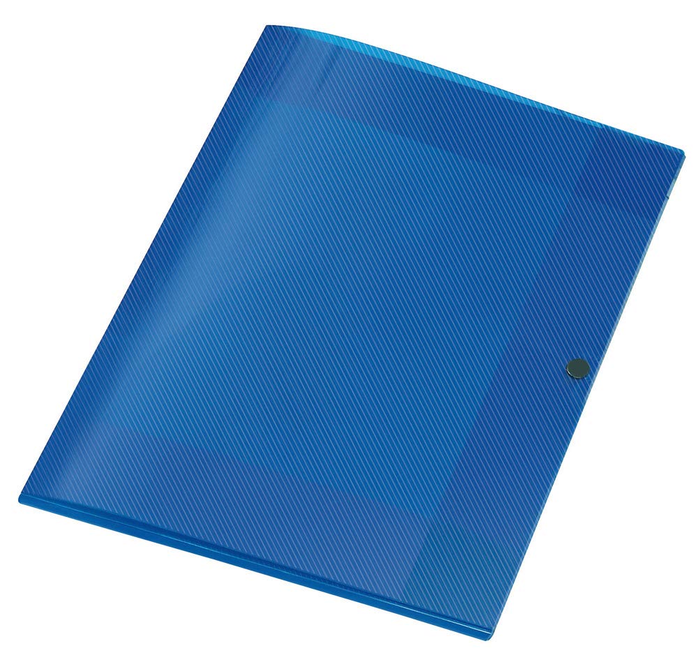 VELOFLEX Crystal 4439250 Folder DIN A4 Striped Effect with Press Stud Fastener Transparent Blue
