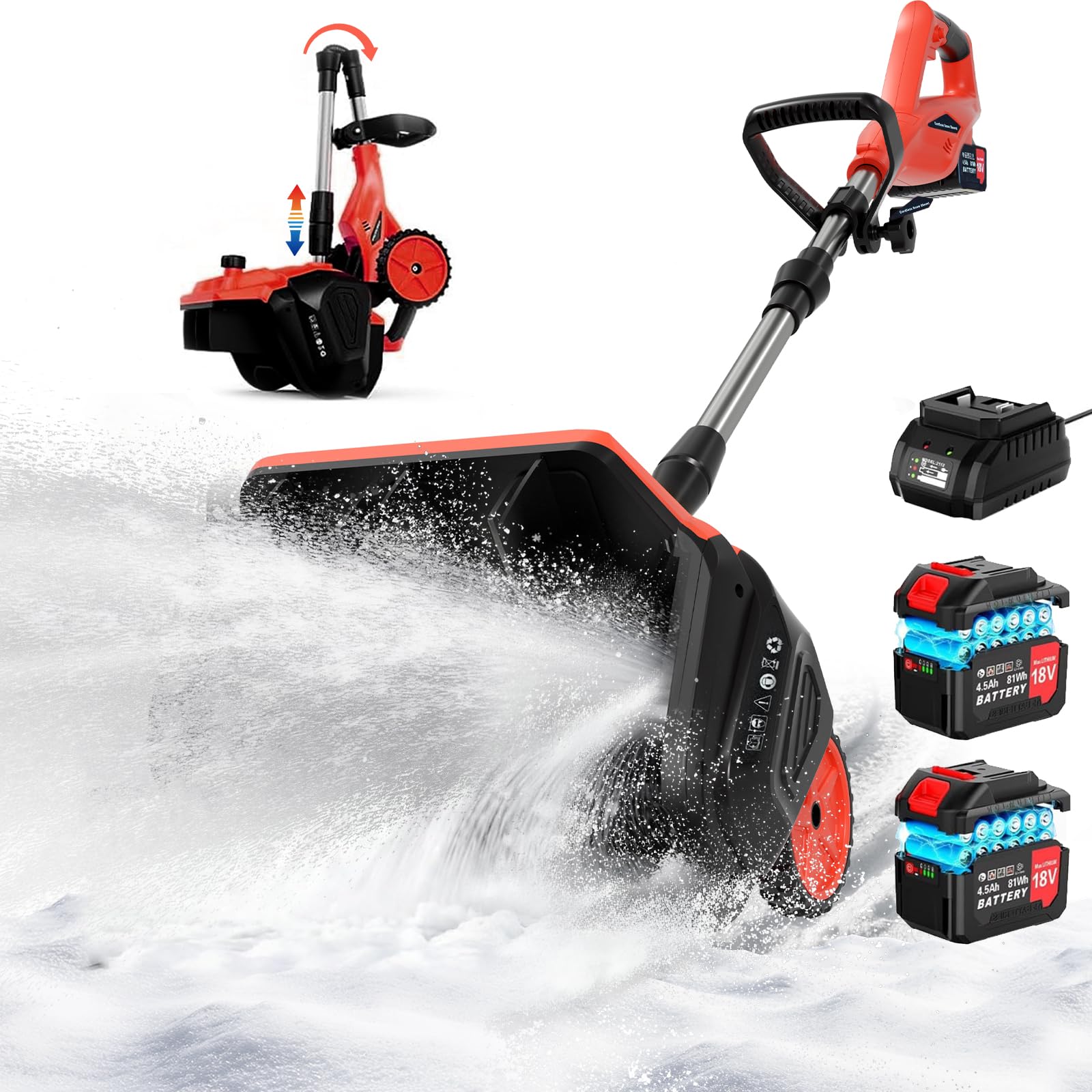 Photo 1 of [2026 Upgraded Version] Electric Cordless Snow Shovel with Wheels, 17-Inch | 9000mAh High Power Brushless Snow Blower with Handle, 350lbs/min Snow Removal/Adjustable Plate for Driveway Deck Sidewalks