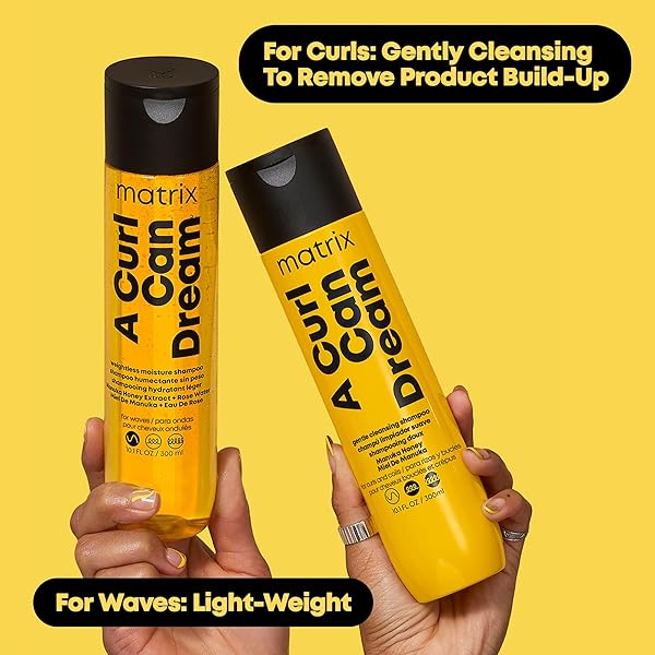 MATRIX A CURL CAN DREAM WEIGHTLESS MOISTURE SHAMPOO | FOR WAVY HAIR | ALL DAY FRIZZ CONTROL | WITH MANUKA HONEY EXTRACT AND ROSE WATER | SILICONE FREE | LUXURY SALON SHAMPOO