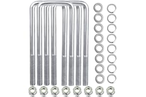 FOINWER U Bolts 4 Sets,304 Stainless Steel Square U Bolt,U Bolts 2 inch Wide,1/2" D x 2-1/16" W x 6-5/16"L U-Bolts for Boat Trailer with Nuts and Washers, for Automobiles Trailer, Ski Boat