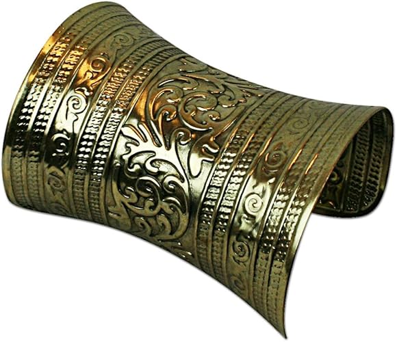 Amazon Com Hip Shakers Tribal Wrist Cuff Vintage Bracelet Wide Bangle Belly Dance Cosplay Silver Gold Gold Jewelry