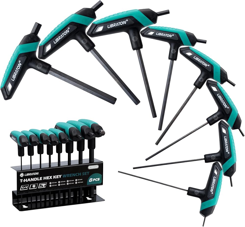 LIBRATON T-Handle Allen Wrench Set 2.0-10mm 8pcs with Rack