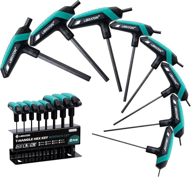 LIBRATON T-Handle Allen Wrench Set 2.0-10mm 8pcs with Rack