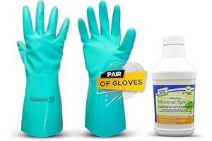 Klean Strip Green Odorless Mineral Spirits - Acrylic Paint Brush Cleaner- Clean Artistic Equipment - Thins Oil Based Paint - Available with Premium Quality Centaurus AZ Gloves-1 QT