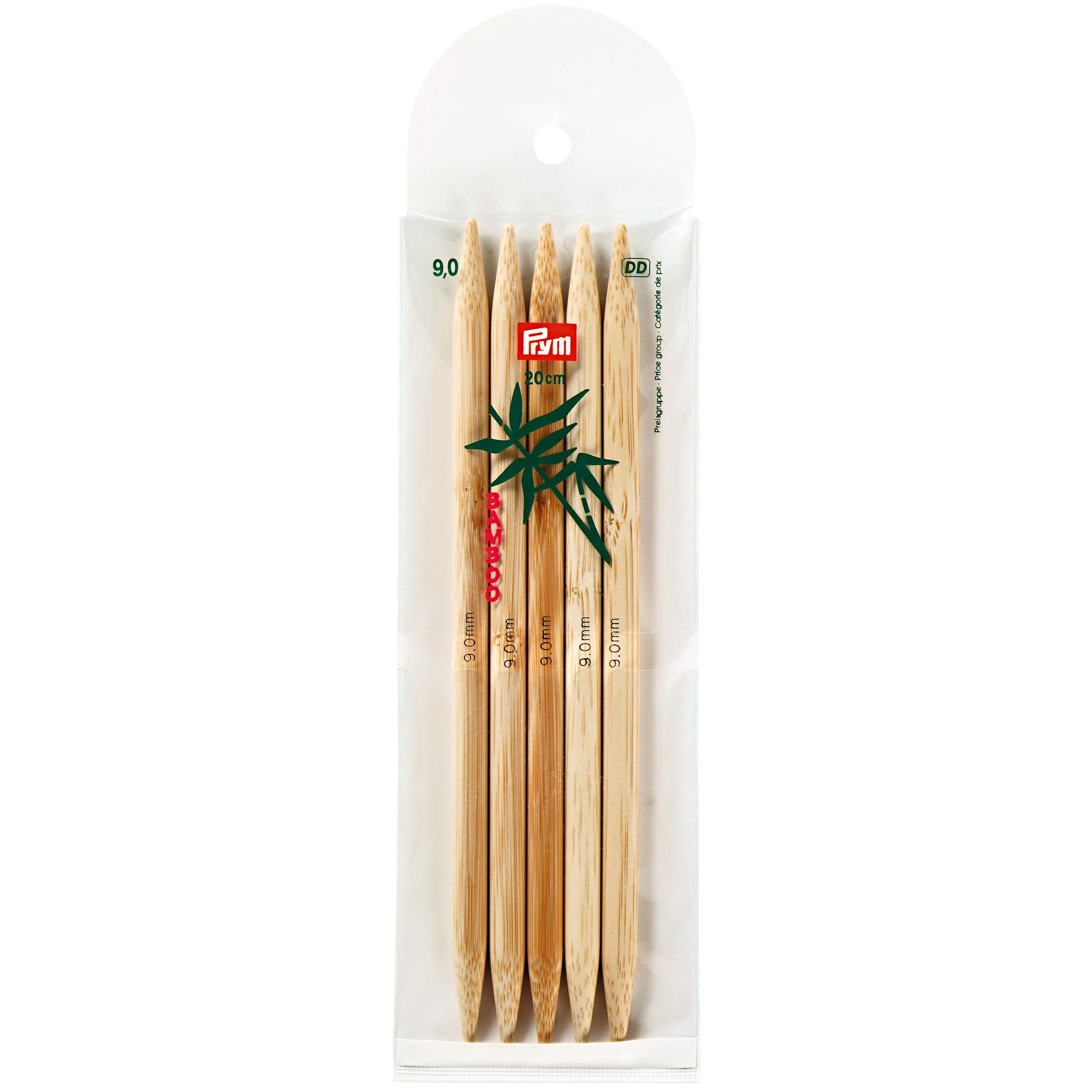 Prym 20 cm x 9 mm Double Pointed Glove Knitting Pins, Bamboo
