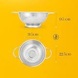 Jojeys 22.5cm Colander Micro Perforated Stainless Steel with Large Handles view 2