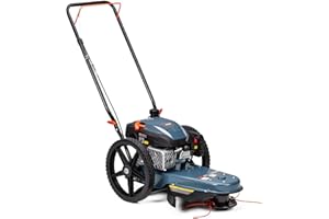 SENIX High Wheel Gas Walk Behind Brush Cutter and String Trimmer, 22-Inch Swatch with .155-Inch Line, 160 cc 4-Cycle Engine, Steel Deck, 14" Rubber Wheels, Adjustable Height (STMG-L)