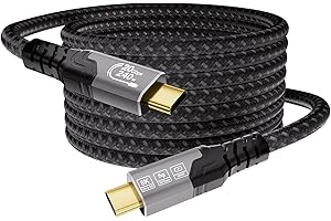 ZIKNYDO Long USB C to USB C Cable 16FT, USB 3.2 Gen2x2 20Gbps, PD3.1 240W Fast Charging, 4K@144Hz/8K@30Hz Video Display, Comp