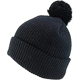 Trendy Apparel Shop XXL Oversized Solid Pom Pom Winter Ribbed Cuffed Beanie