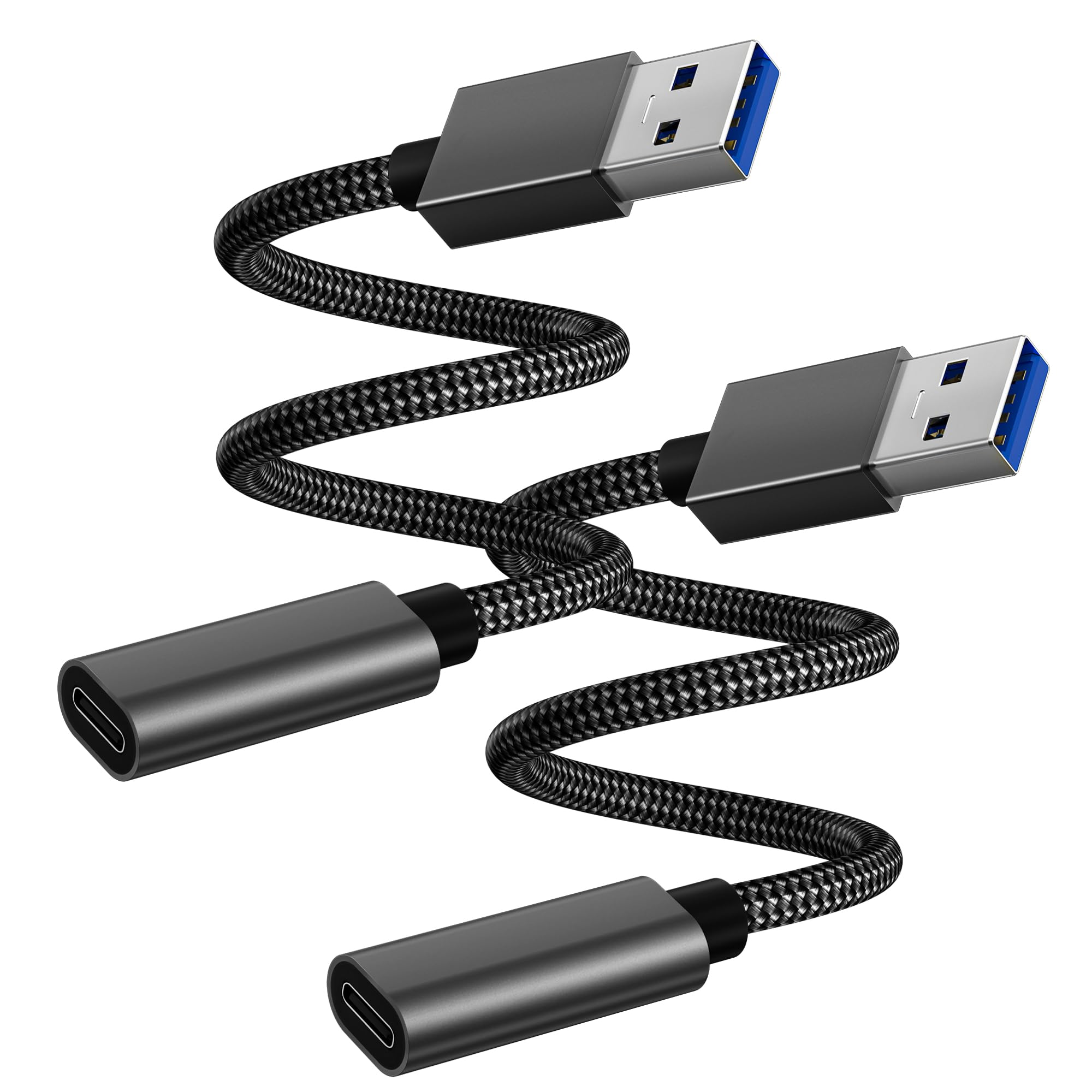 BASESAILOR USB 3.0 to USB C Adapter 0.2M/2Pack,USBC Female to A Male Cable,5Gbps 3.1 Type C Charger Connector for Apple iPhone 17 17e Air 16 15 Pro Max,iPad Mini,Samsung Galaxy S26 S25 S24 S23,Z Flip