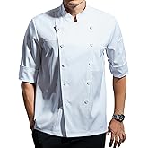 KITCHIEF Chef Coat Stretch Lightweight Chef Jacket Soft Black Chef Coat Men Half Sleeve Chef Uniform for Kitchen,Restaurant