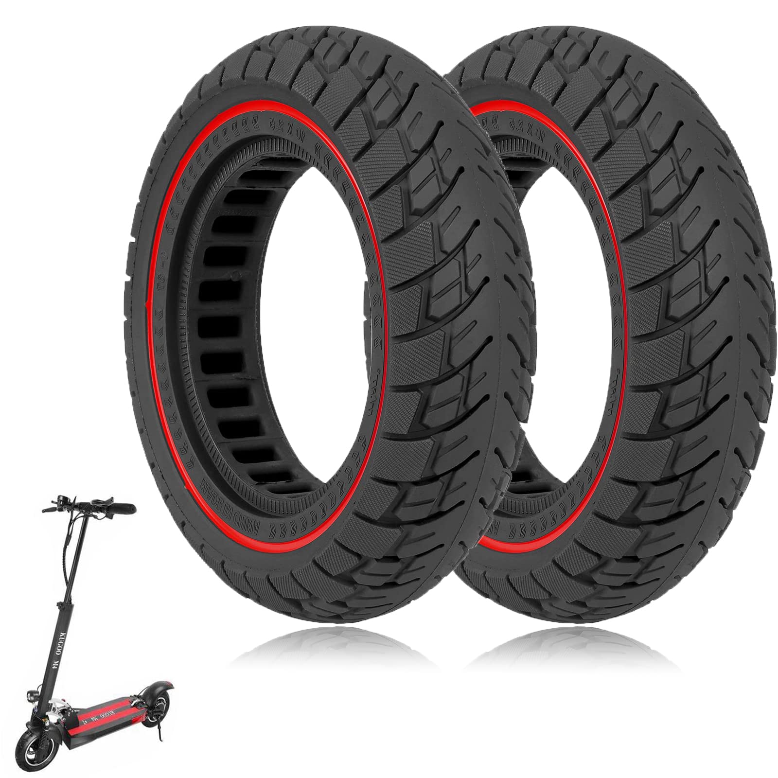 View 1 of RidTianTek 10x2.5 Solid Tires 10 Inch for Kugoo M4/M4 Pro for Zero 10X Electric Scooter Accessories, Off-Road Replacement Rubber Tires for 10x2.125 and 10x2.25 Tires, Anti-shock and Anti-slip (2 Pcs)