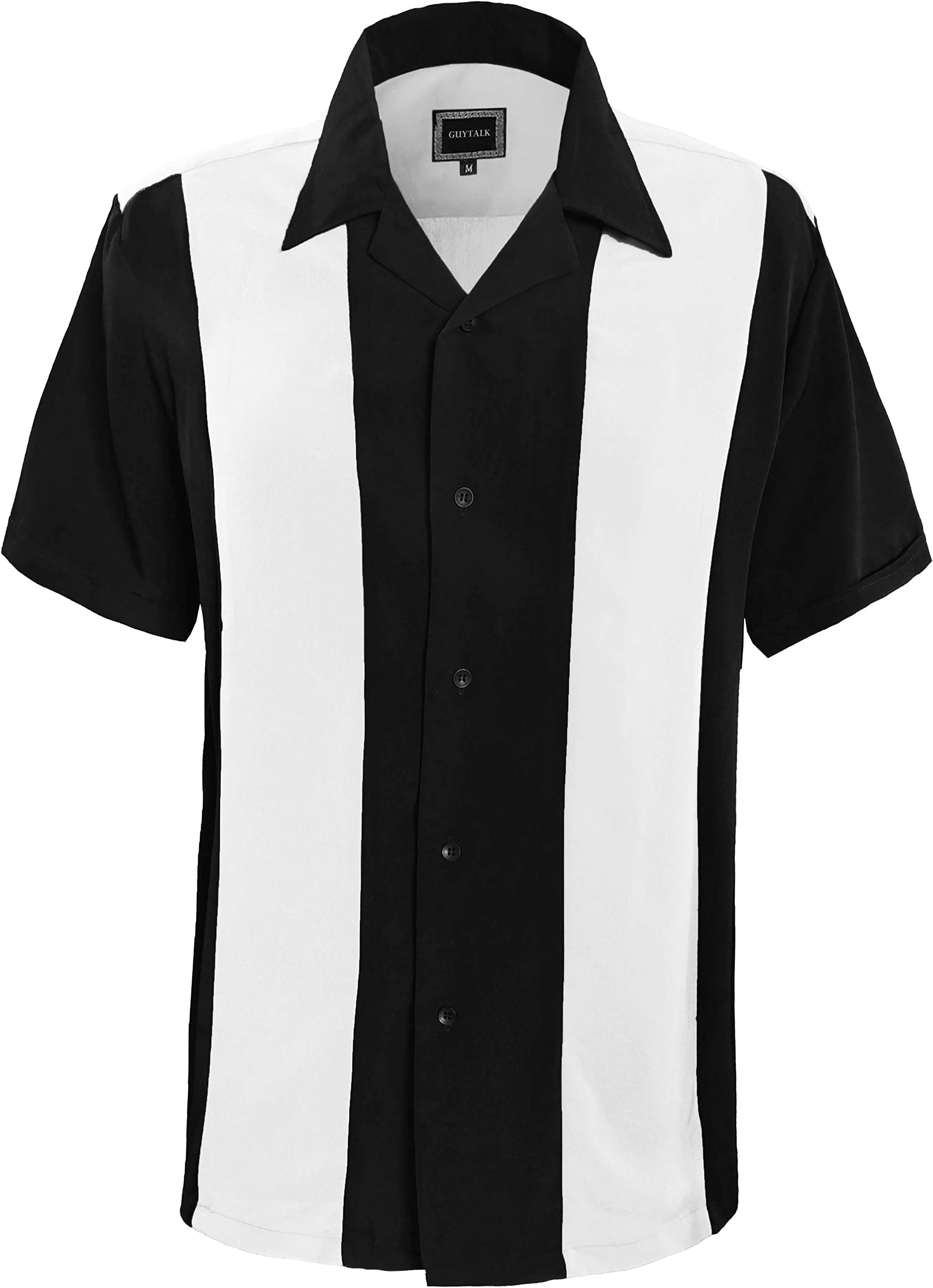 Guytalk Mens Button Down Bowling Shirt, Cuban Style Retro Two Ton Camp Shirt(24 Colors, S-5XL)