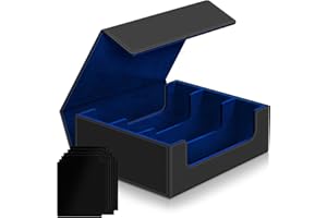 KITOYZ Card Deck Case for Trading Cards,Card Storage Box Holds 1800+ Single Sleeved Cards,PU Leather Magnetic Closure Commander Card Boxes Magic Card Holders Fit for Game Sport Cards (Black&Deep Blue)