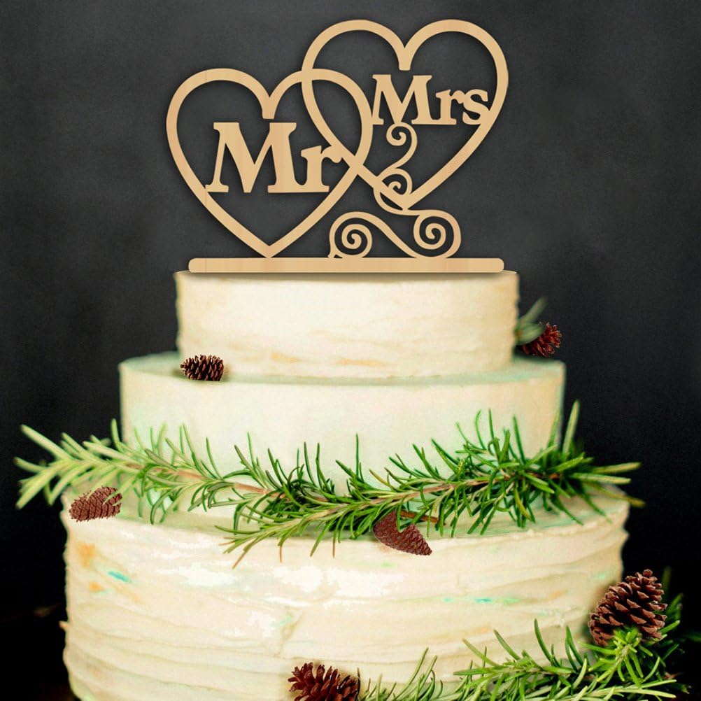 Rosenice Gateau De Mariage Topper Monsieur Madame Forme De Cœur Bois Gateau De Mariage Decorations Bois Couleur Loisirs Creatifs Decorations Et Accessoires De Fetes Helpacreche Co Za