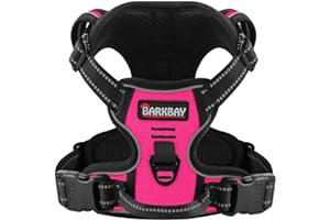 BARKBAY No Pull Pet Harness Dog Harness Adjustable Outdoor Pet Vest 3M Reflective Oxford Material Vest for PINK Dogs Easy Control for Small Medium Large Dogs (L)