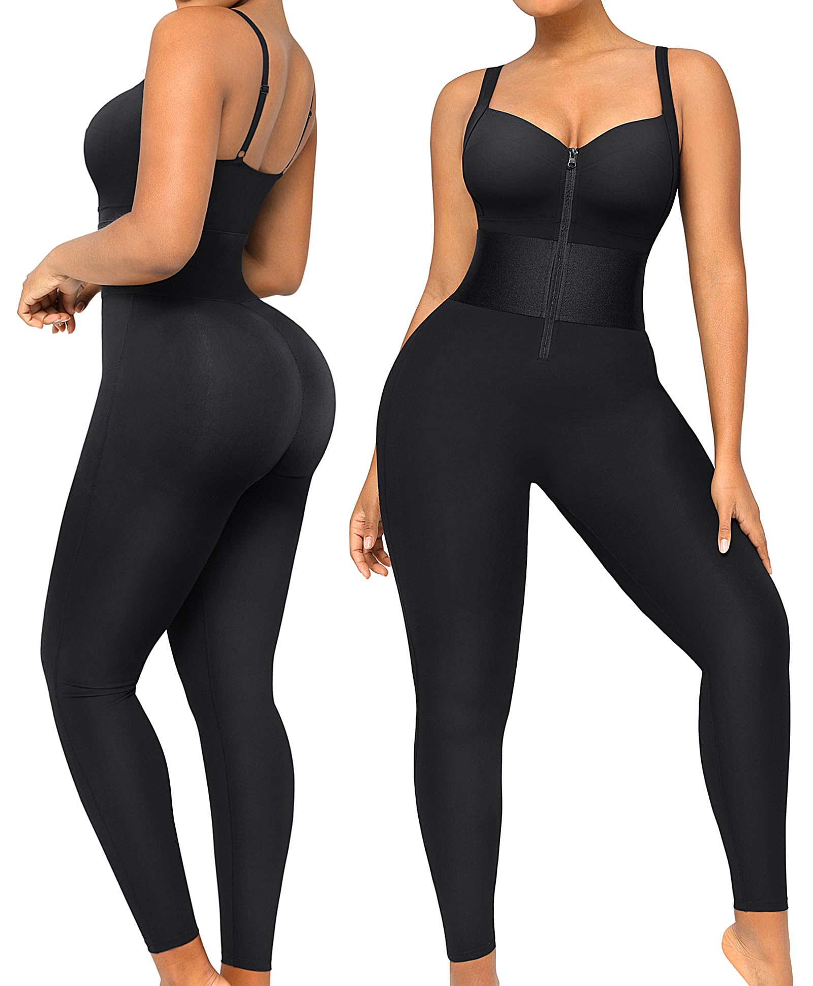 Photo 1 of SHAPELLX Shapewear for Women Tummy Control Jumpsuit Black One Piece Outfits Body Slimming Jumpsuits Body Shaper Romper