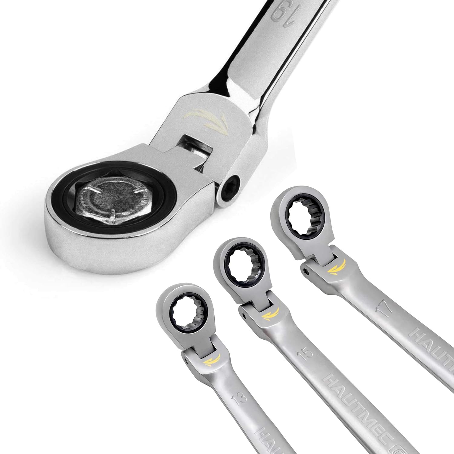 HAUTMEC 7-Piece Flex Head Ratchet Spanner Set, Ratcheting Combination Wrench Set including 72-Tooth 5° Swing Arc - Image 5