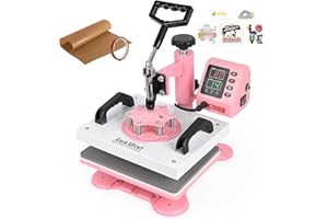 Lya Vinyl 12" x 10" Heat Press Machine, High Pressure Heat Press Machine for T-Shirt, Digital Industrial Sublimation Printer for Heat Transfer Vinyl (Pink)