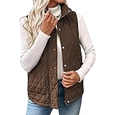 EVALESS Womens Puffer Vest Lightweight Stand Collar Sleeveless Cropped Quilted Jackets Button Fall Zip Up Coat Outerwear