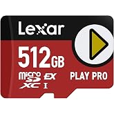 Lexar 512GB Play PRO Micro SD Express Card, 900MB/s Read, 4K, V30, UHS-I | Compatible w/ Nintendo-Switch 2, Backwards-compatible with UHS-I/UHS-II Devices (at UHS-I speeds), LMSXPS0512G-BNNNU