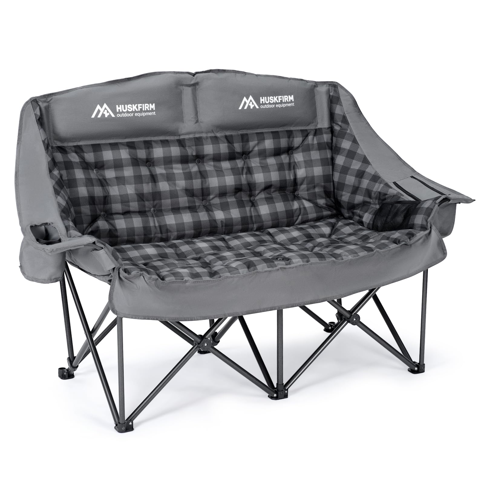 huskfirm padded double camping chair high back double seat camping chair oversized camping loveseat