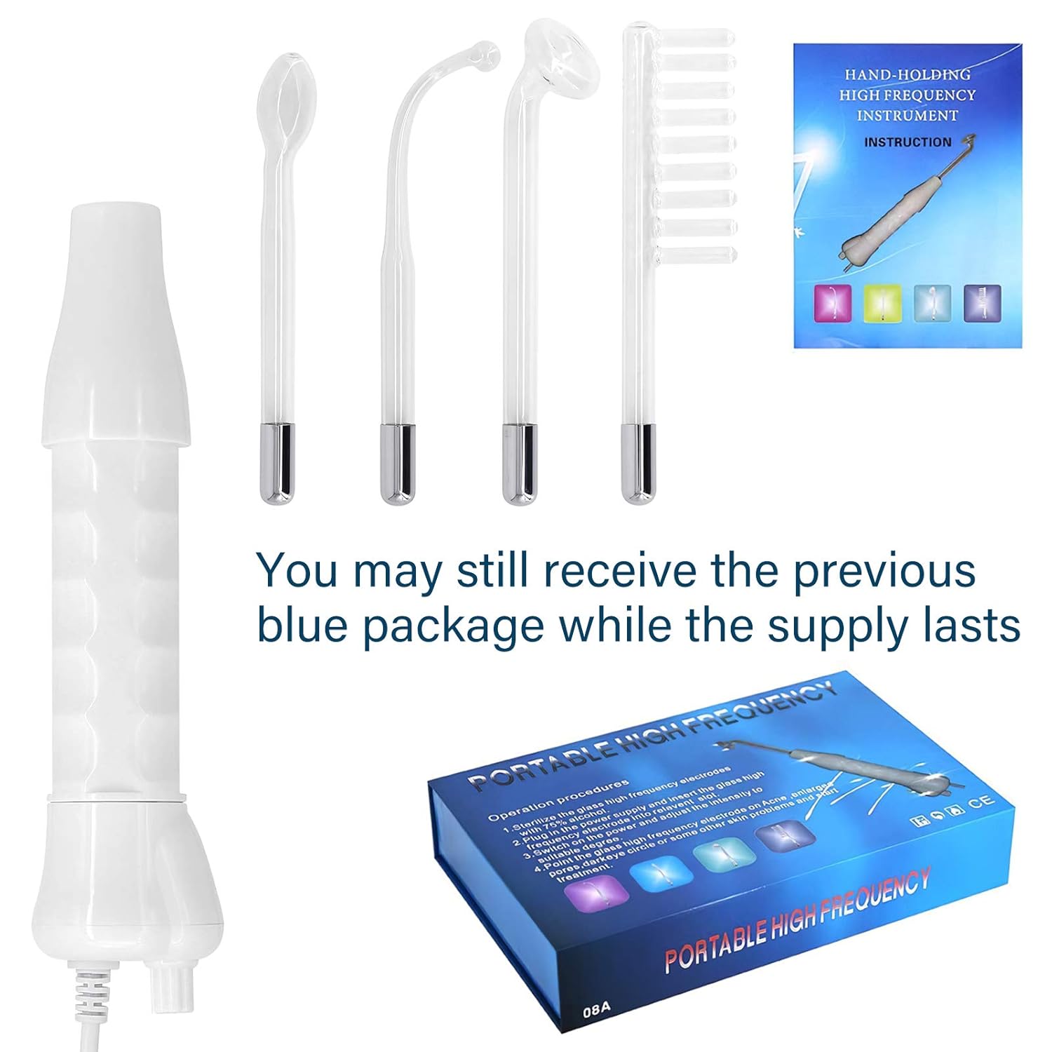 GreenLife High Frequency Facial Machine, Portable Handheld High Frequency Wand, Skin Tightening Acne Spot Wrinkles Remover Face Beauty Therapy Puffy Eyes Body Care skincare Machine Device HOME SPA: Beauty