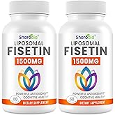 1500mg Fisetin Supplements - Powerful Absorption with Liposomal Delivery,98% Pure Fisetin,Polyphenol Antioxidant for Healthy Aging,Non-GMO - 2 Bottles, 120 Softgels for Adults