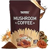 Adaptogenic Mushroom Coffee, 6 Mushrooms Extract Powder (Lion’s Mane, Cordyceps, Turkey Tail & Other) Mixed With Instant Coffee for Focus, Energy and Gut Health Support, 30 Servings