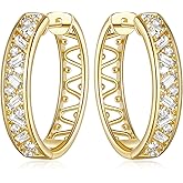 HOBATS Gold Hoop Earrings for Women 14K Gold Earrings for Womens Earrings with Cubic Zirconia and Twisted Wave Dual-design 14 Karat Hoops Earring 25mm