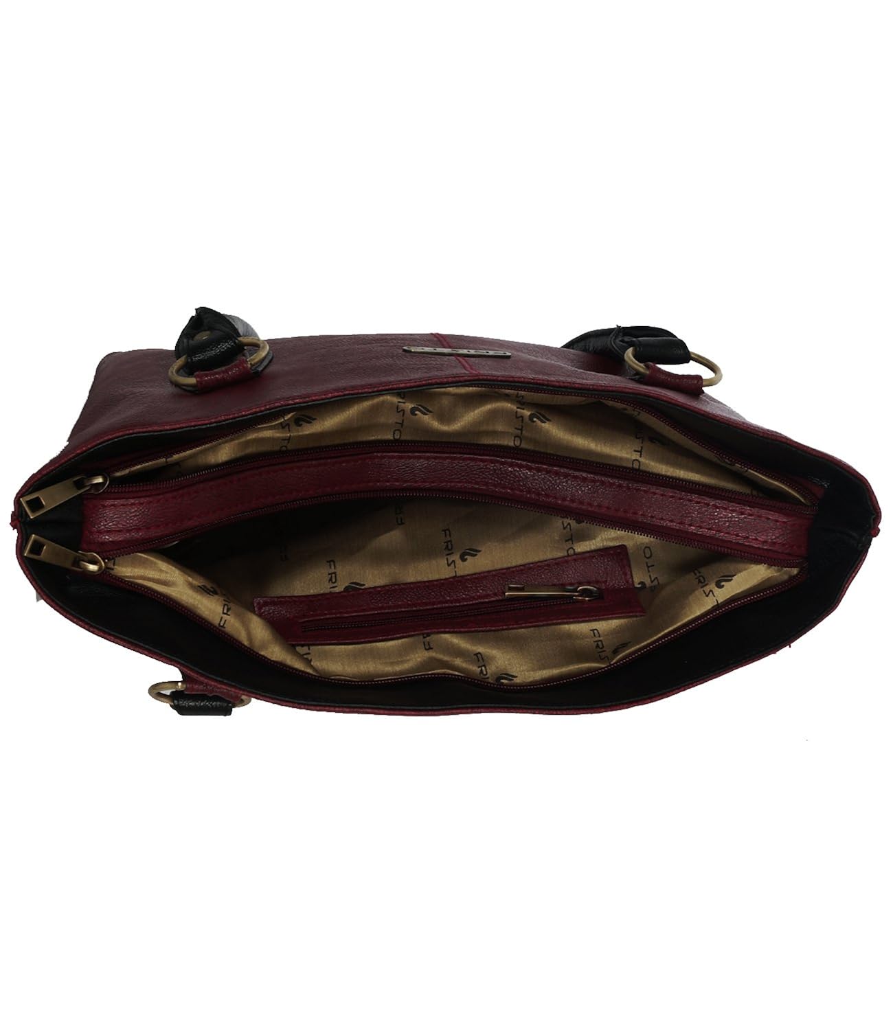 fristo women's handbag (frb-060) maroon and black